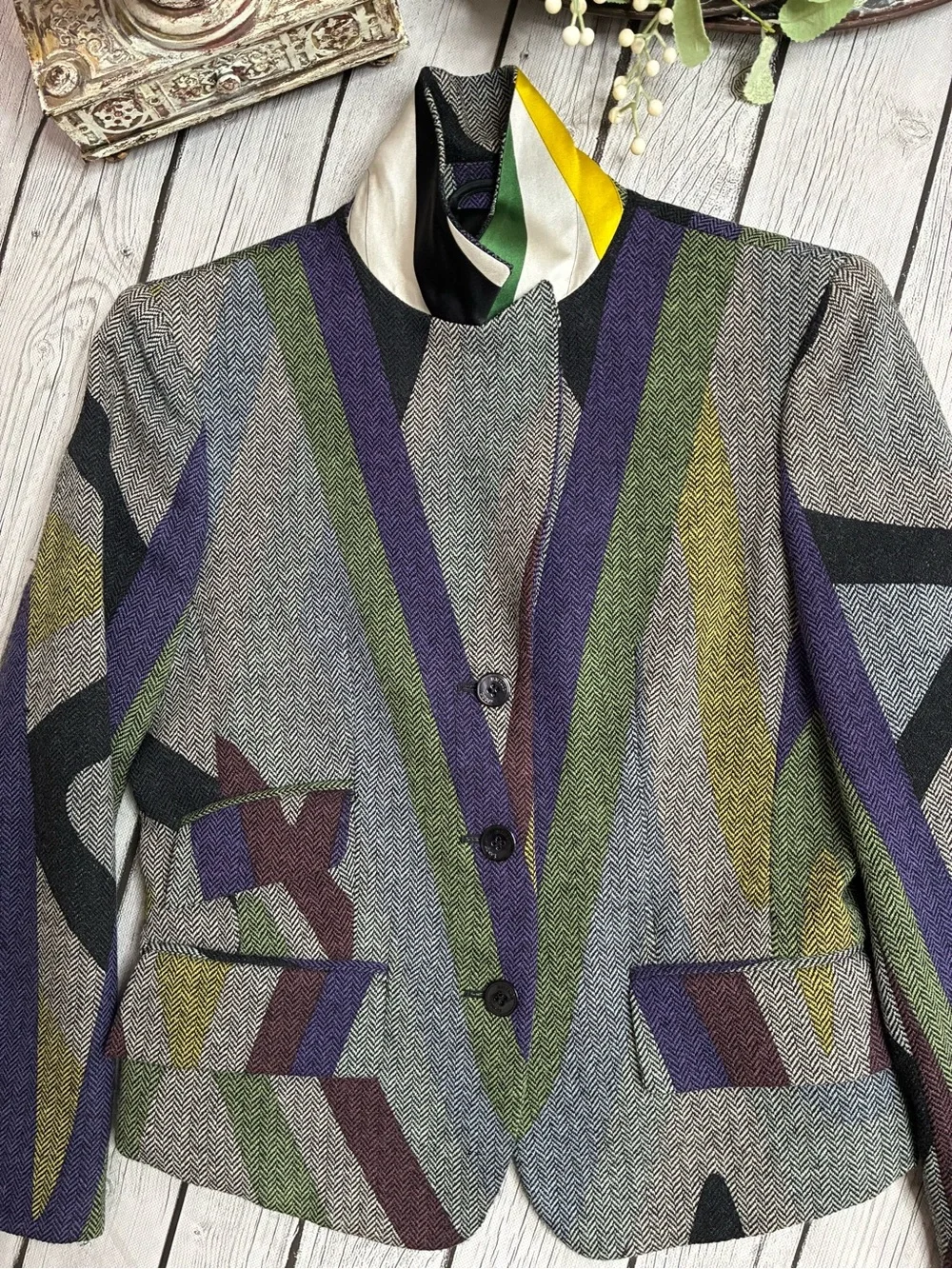 VINTAGE Emilio Pucci  Abstract Italian Wool Blazer